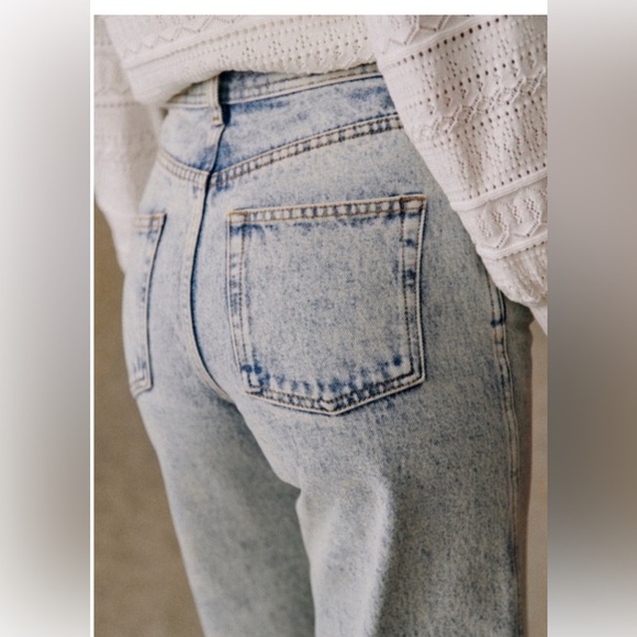 Sezane Wide Leg Jeans light acid wash Le Crop size 2 (34) - Picture 3 of 10
